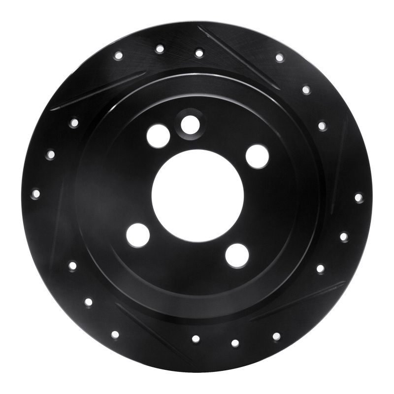 Mini Cooper Brake Rotor (1) - Rear Right - R1 Concepts - Drilled & Slotted - Black - `02-`15